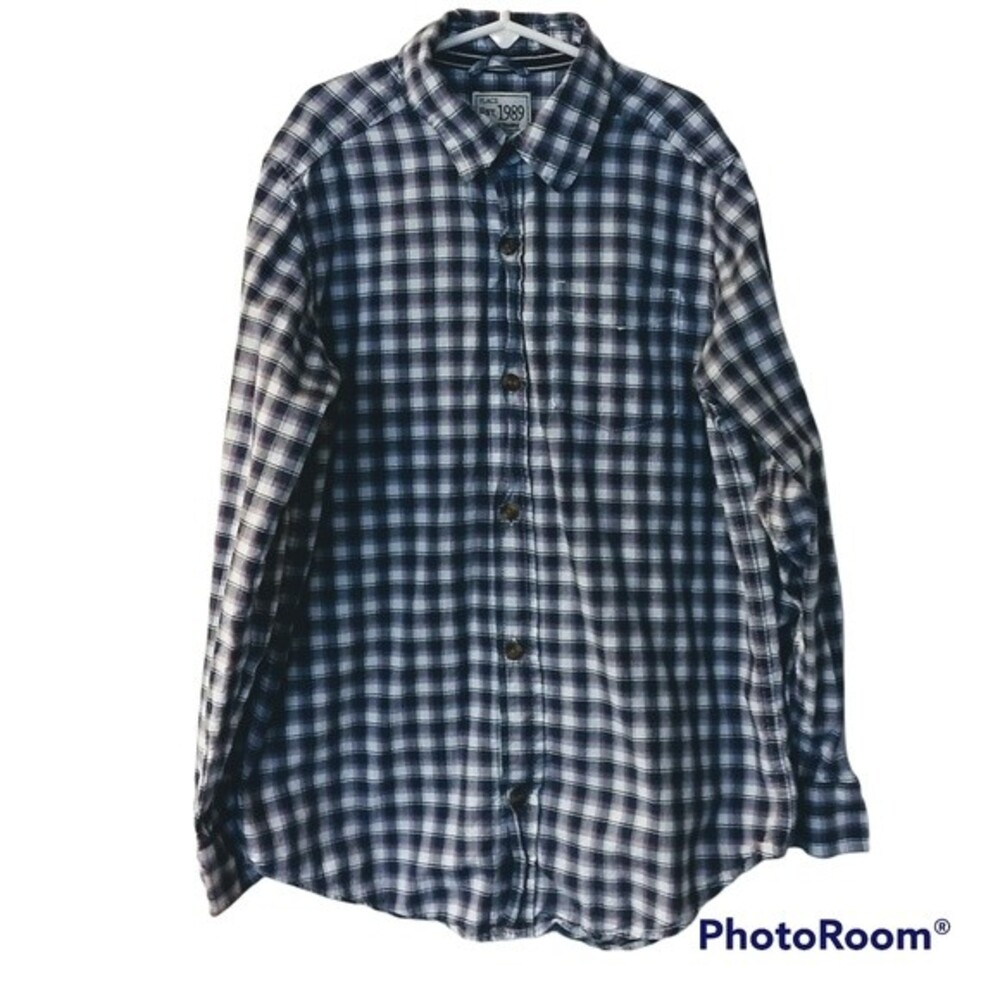 Boy's Place Blue Red and White and Button Down Dress Shirt Size Large 10/12